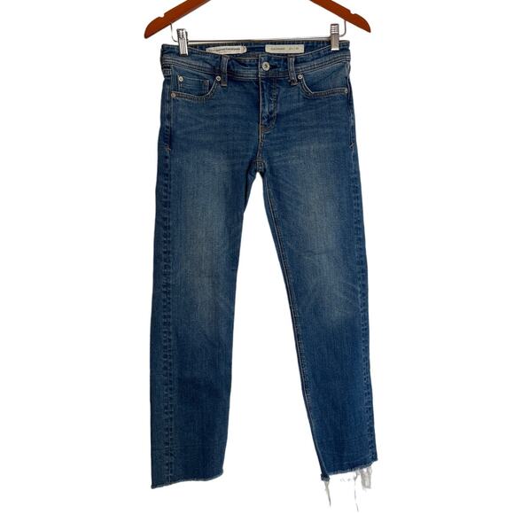 Pilcro Anthropologie Slim Straight Jean Size 26 Mid Rise Raw Hem Stretch Raw Hem - Picture 1 of 7